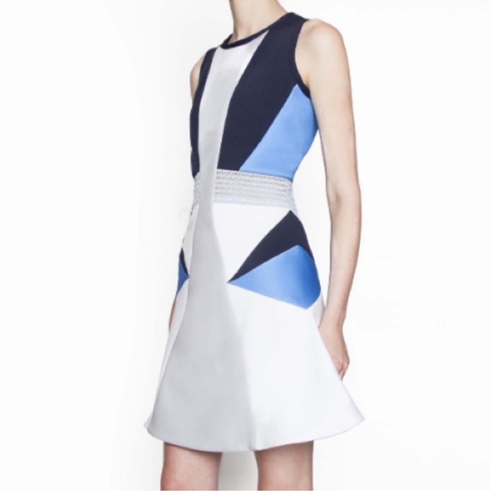 Jonathan Simkhai Geo Pima Flare Dress grey blue 4